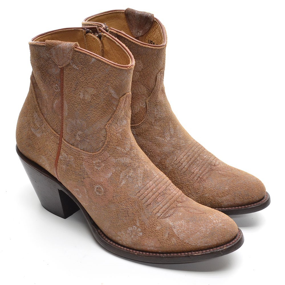 Shyanne Floral Brown Nubuck Western Cowboy Boots 7.5 M